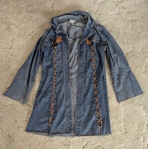Women's Ethyl Open Duster Jacket With Lace Up Detail